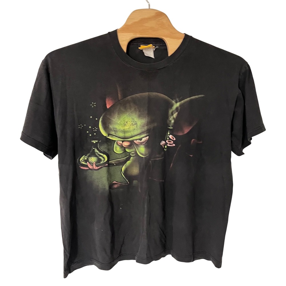 Vintage 1995 Animaniacs Pinky and‎ the Brain T-Shirt XL Black The Brain Lab USA